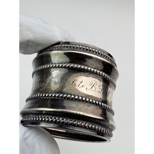 Antique Gorham Sterling Silver Beaded Napkin Ring Pattern 1415 Monogrammed AX268